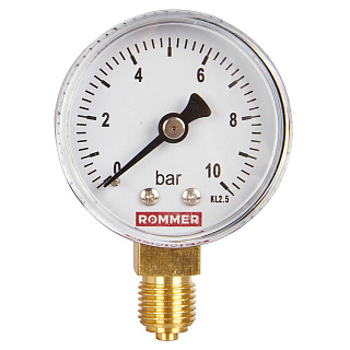 Манометр радиальный D = 50 мм, подключение 1/4", до 10 бар, ROMMER Артикул RIM-0010-501008