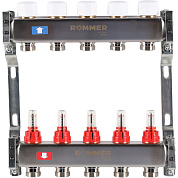 Коллектор ROMMER с расходомерами 5 выходов из нержавеющей стали (RMS-1200-000005)