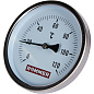 Термометр биметаллический, до 120°С, D = 100 мм, подкл. 1/2", с погружной гильзой 50 мм, ROMMER