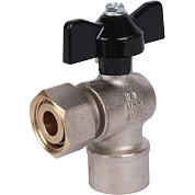 Кран шаровой 1/2" x 1/2" с накидной гайкой, угловой, ВР/накидная гайка, ручка бабочка, STOUT