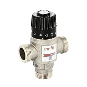 Клапан Н 3/4" термосмесительный 20-43°С, Kvs 1,6 смешение боковое, никелированный UNI-FITT