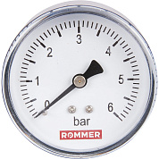 Манометр аксиальный D = 63 мм, подключение 1/4", до 6 бар, ROMMER