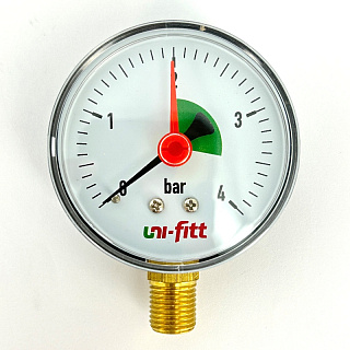 Манометр радиальный с индикаторной стрелкой 4 бар, диаметр 63 мм, 1/4"Н UNI-FITT Артикул 304D1030