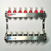 Колл. группа UNI-FITT 1" х 3/4" 7 вых с расходомер. и термост. вентил. без конц, нерж. (450W4307)