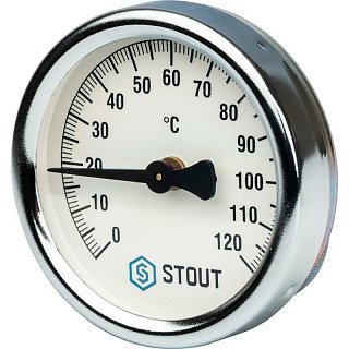 Термометр биметаллический 63 мм 120° STOUT накладной с пружиной Артикул SIM-0004-630015