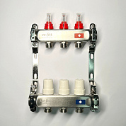 Колл. группа UNI-FITT 1"х3/4" 3 вых с расходомер. и термост. вентил. без конц OPTIMAL (450B4303.RU)