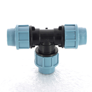 Компрессионный тройник 50 х 50 х 50 обжимной для ПНД водопровода UNIDELTA Артикул 1005051000