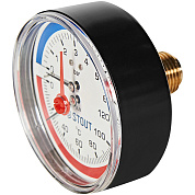 Термоманометр аксиальный d=80 мм, до 120'С, до 10 бар STOUT