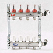Колл. группа UNI-FITT на 4 вых 1" х 3/4" с расходомер. и термост. вентил., нерж. сталь (450I4304)