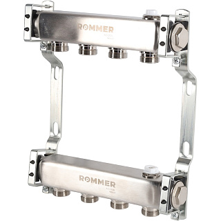 Коллектор ROMMER для радиаторной разводки 4 выхода из нержавеющей стали Артикул RMS-4401-000004