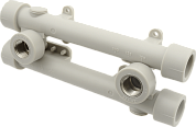 Водорозетка двойная на планке настенная комб. 20 х 1/2" (ВР) PP-R ALCAPIPE серый