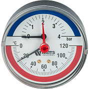 Аксиальный термоманометр WATTS d=80 мм, до 120'С, до 4 бар F+R818