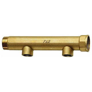 Коллектор FAR 1" (ВР-НР) с 2 отв. 3/4" НР (межосев. 100 мм) Артикул FK 3616 134