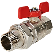 Кран шаровой 1" (EPDM) полнопроходной с американкой, ВР-НР, ручка бабочка, STOUT (SVB-1007-200025)