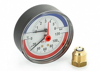 Термоманометр UNI-FITT аксиальный до 120'С, до 6 бар, D=80 мм 310P Артикул 310D2442