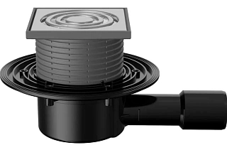 Трап 122 x 122 мм T 090.0 SNsP сифон "анти-фрост", выпуск 40/50, метал.фланец, нерж. сталь FACHMANN  Артикул 04.148