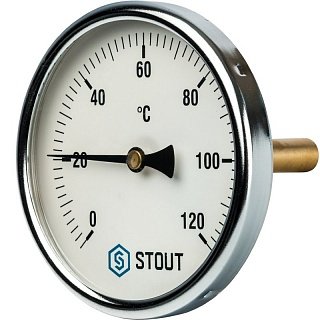 Термометр биметаллический100 мм 120° STOUT с погружной гильзой 75 мм Артикул SIM-0001-107515