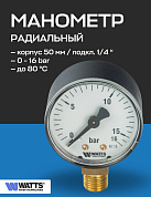 Манометр радиальный F+R200 50 мм 1/4" 16 бар WATTS