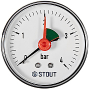 Манометр аксиальный с указателем предела d = 63 мм., 1/4" 0...4 бар кл. 2.5 STOUT (SIM-1007-630408)