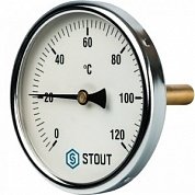 Термометр биметаллический100 мм 120° STOUT с погружной гильзой 75 мм
