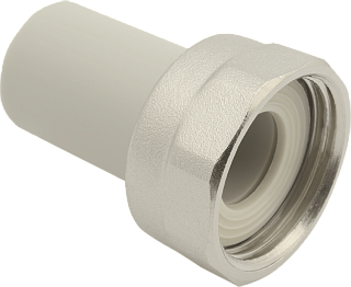 Муфта комбинированная 20 x 3/4" (ВР) с накидной гайкой полипропилен PP-R ALCAPIPE серый Артикул AB225020034