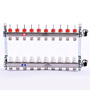 Колл. группа UNI-FITT на 10 вых 1" х 3/4" с расходомер. и термост. вентил., нерж. сталь (450I4310)