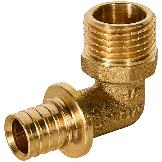 Угольник - переходник 90° ROMMER надвижной 16 x 1/2" с наружной резьбой для труб из сшитого полиэтилена Артикул RFA-0005-001612