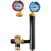 Насосная группа 1" ROMMER с термостатическим смесительным клапаном (20-40°С) без насоса