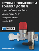 Группа безопасности бойлера WATTS SFR/NA 1/2" с направляющей для слива