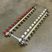 Колл. группа UNI-FITT 13 вых 1"х3/4" с расходомер. и термост. вентил. с 2 конц. и в/отвод (440I4313)