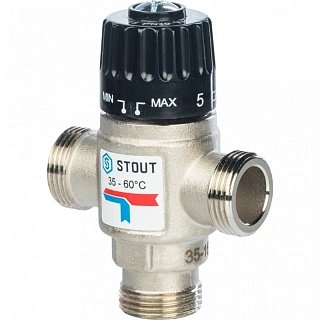 Термостатический смесительный клапан 1" STOUT НР 35-60°С 1,6 KV Артикул SVM-0120-166025