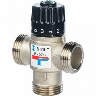 Термостатический смесительный клапан 1" STOUT НР 35-65°С 2,5 KVs Артикул SVM-0120-256025