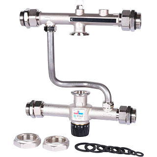 Узел насосно-смесительный с термостатическим клапаном 30 - 60 °C STOUT без насоса, для теплого пола Артикул SDG-0120-007000