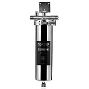 Корпус фильтра Тайфун 10SL х 3/4" нерж. сталь для холодной и горячей воды со сливом 10" Slim Line