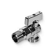 Кран шаровый BUGATTI MIAMI 1/2"х1/2" НР угловой c розеткой из нерж. стали, для бачков (08840024)