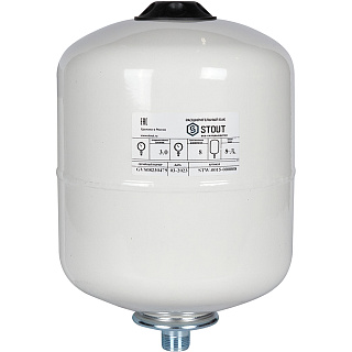 Бак расширительный 8 л. для ГВС вертикальный STOUT (белый)  (STW-0015-000008) Артикул STW-0015-000008