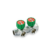 Коллектор ВН 3/4" х 2 вых 3/4" универсальный, вых 90°, 45 мм, с вентилями, хром UNI-FITT OPTIMAL