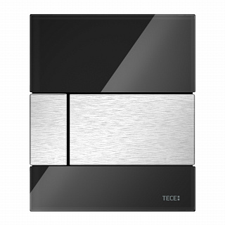 Стеклянная панель смыва TECEsquare стекло черное, клавиши нержавеющая сталь, 124 x 104 x 11 мм Артикул 9242806