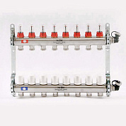 Колл. группа UNI-FITT на 8 вых 1" х 3/4" с расходомер. и термост. вентил., нерж. сталь (450I4308)