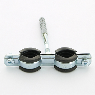 Хомут двойной 1/2" (20-24 мм) с резиновым уплотнителем, шпилькой и дюбелем UNI-FITT 850D2800 - 