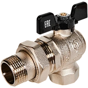 Кран шаровой 1" полнопроходной угловой с американкой, ВР-НР, ручка бабочка, STOUT (SVB-0008-200025)