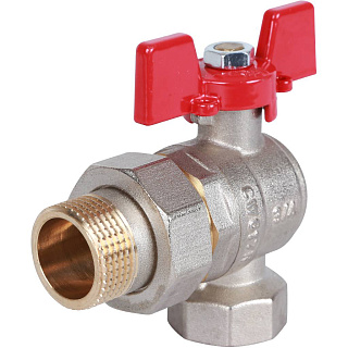 Кран шаровый ROMMER 3/4" ВН  с угловой американкой бабочкой Артикул RBV-0006-0610220