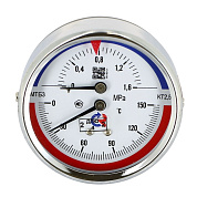 Термоманометр аксиальный d=80 мм, до 16 бар, до 150'С РОСМА ТМТБ- 31Т.1
