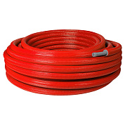 Труба из сшитого полиэтилена 16 х 2,2 (PEX-а) серая в теплоизоляции (красная), STOUT (бухта 100 м.)