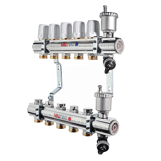 Колл. группа VALTEC 1" x 3/4" ЕК 11 выходов с балансировочными и термостатическими клапанами  Артикул VTc.594.EMNX.0611