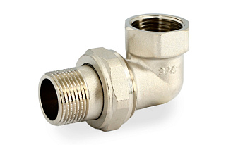 Разъемное соединение 1/2" x 1/2" угловое с прокладкой O-RING внутренняя/наружная резьба никель UNI-FITT OPTIMAL Артикул 651N2001