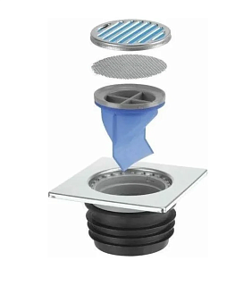 Насадка трап 150х150 McAlpine сухой затвор с обратным клапаном 90-110 мм Артикул MRFGC3SSV-110