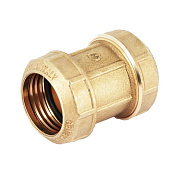 Муфта равнопроходная 32 мм обжимная латунная для труб ПНД, STOUT (SFH-0001-003232)